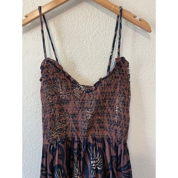 Free People Sweet Nothings Midi Boho Floral Smocked Top Spaghetti Strap Dress XS - Picture 15 of 16
